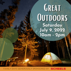 Great Outdoors Day information on a camp background. 