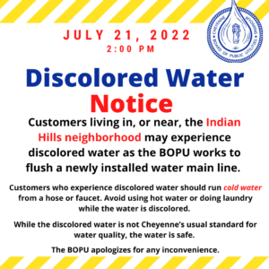 Discolored water notice graphic.