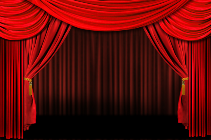 Red curtain on a stage.