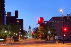 Downtown Cheyenne in the evening.