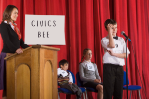 Students competing at a Civics Bee.