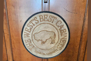 The West's Best Cabinets logo on a cabinet.