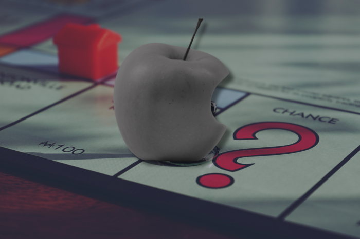 Apple logo on a Monopoly board.