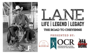 Graphic promoting showing of Lane Frost movie.