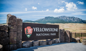 Yellowstone National Park sign.