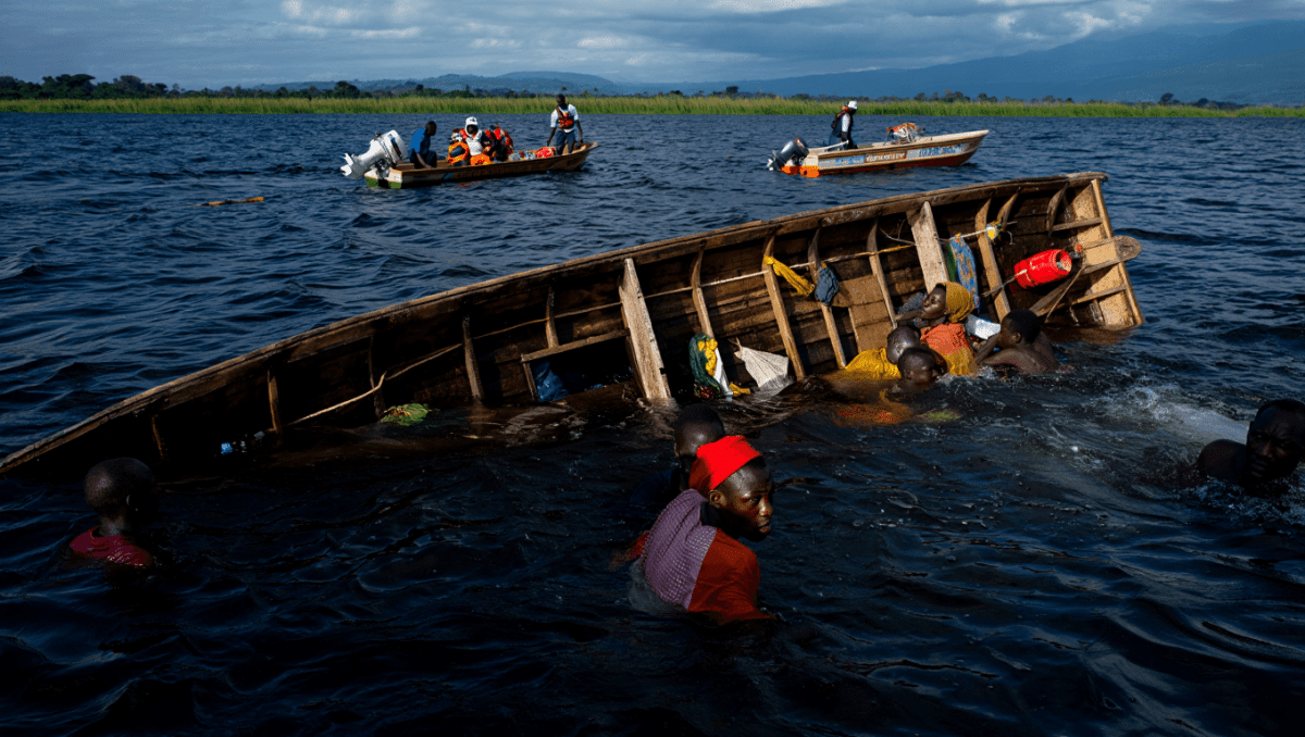 At least 21 people are missing after a boat capsizes in eastern Congo on Lake Kivu