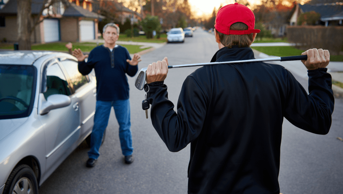 'He got what he deserved': Couple beat driver with a golf club during road rage incident after he tried to intervene then stole his keys, police say