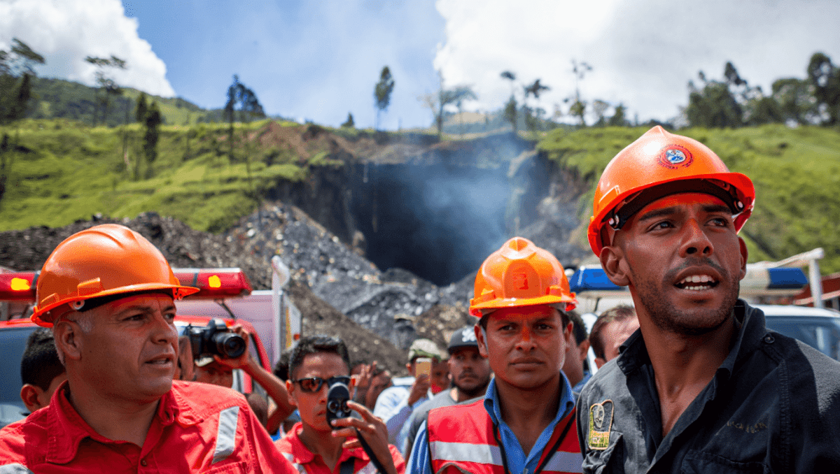 Explosion traps 12 in a Colombian coal mine