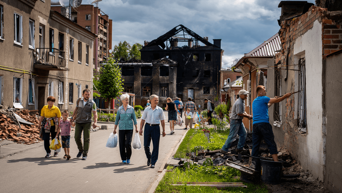 In one of Kyiv’s most frequently bombed neighborhoods, residents choose to stay