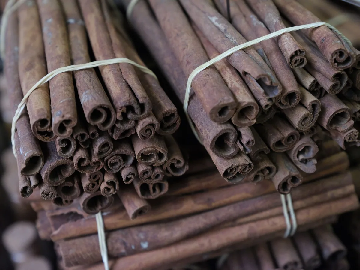 Two piles of different cinnamon varieties side by side
